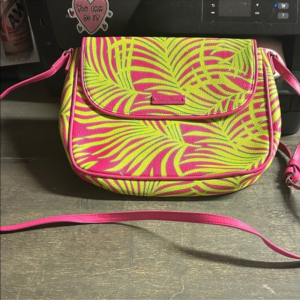 Vera Bradley Neon Pink and Lime Crossbody Bag